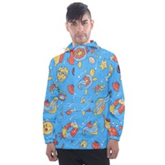 Hand Drawn Seamless Pattern Summer Time Men s Front Pocket Pullover Windbreaker by BangZart