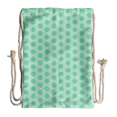 Polka Dots Mint Green, Pastel Colors, Retro, Vintage Pattern Drawstring Bag (large) by Casemiro