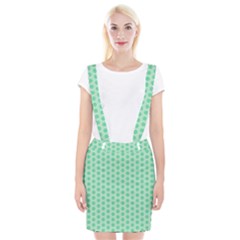 Polka Dots Mint Green, Pastel Colors, Retro, Vintage Pattern Braces Suspender Skirt by Casemiro