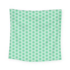 Polka Dots Mint Green, Pastel Colors, Retro, Vintage Pattern Square Tapestry (small) by Casemiro
