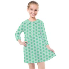 Polka Dots Mint Green, Pastel Colors, Retro, Vintage Pattern Kids  Quarter Sleeve Shirt Dress by Casemiro
