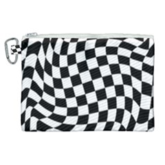 Weaving Racing Flag, Black And White Chess Pattern Canvas Cosmetic Bag (xl) by Casemiro