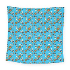 Clown Ghost Pattern Blue Square Tapestry (large)