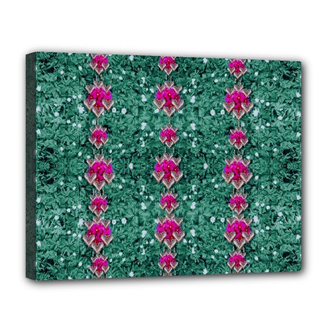 Flowers Love And Silver Metal Hearts Is Wonderful As Sunsets Canvas 14  X 11  (stretched) by pepitasart