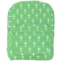 Green And White Art-deco Pattern Full Print Backpack by Dushan