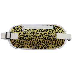 Gold And Black, Metallic Leopard Spots Pattern, Wild Cats Fur Rounded Waist Pouch by Casemiro