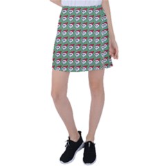 Comic Head Skull - Hat Red - Cartoon Skull Tennis Skirt by DinzDas