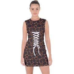 Animal Skin - Panther Or Giraffe - Africa And Savanna Lace Up Front Bodycon Dress by DinzDas