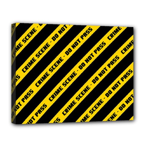 Warning Colors Yellow And Black - Police No Entrance 2 Canvas 14  X 11  (stretched) by DinzDas