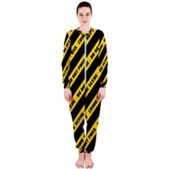 Warning Colors Yellow And Black - Police No Entrance 2 Onepiece Jumpsuit (ladies)  by DinzDas