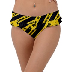 Warning Colors Yellow And Black - Police No Entrance 2 Frill Bikini Bottom by DinzDas