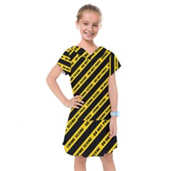 Warning Colors Yellow And Black - Police No Entrance 2 Kids  Drop Waist Dress by DinzDas