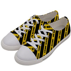Warning Colors Yellow And Black - Police No Entrance 2 Women s Low Top Canvas Sneakers by DinzDas