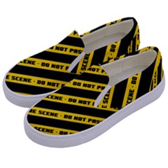 Warning Colors Yellow And Black - Police No Entrance 2 Kids  Canvas Slip Ons by DinzDas
