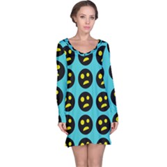 005 - Ugly Smiley With Horror Face - Scary Smiley Long Sleeve Nightdress by DinzDas