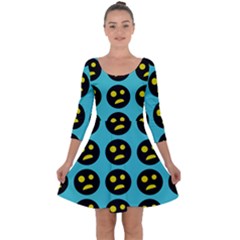 005 - Ugly Smiley With Horror Face - Scary Smiley Quarter Sleeve Skater Dress by DinzDas