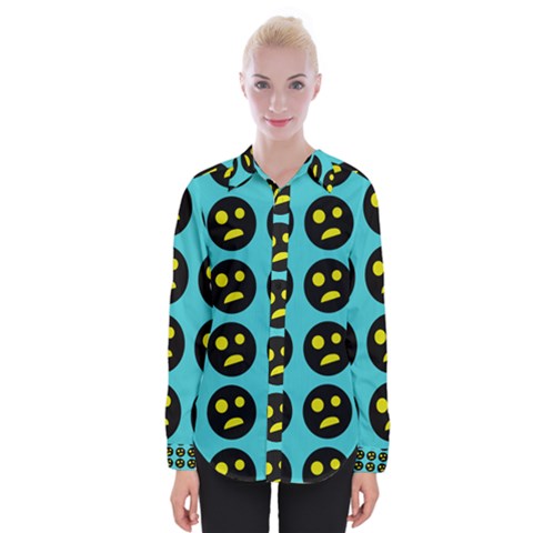 005 - Ugly Smiley With Horror Face - Scary Smiley Womens Long Sleeve Shirt by DinzDas