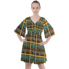 More Nature - Nature Is Important For Humans - Save Nature Boho Button Up Dress by DinzDas
