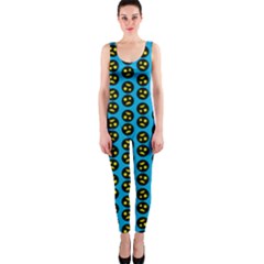 0059 Comic Head Bothered Smiley Pattern One Piece Catsuit by DinzDas