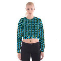 0059 Comic Head Bothered Smiley Pattern Cropped Sweatshirt by DinzDas