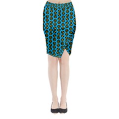 0059 Comic Head Bothered Smiley Pattern Midi Wrap Pencil Skirt by DinzDas