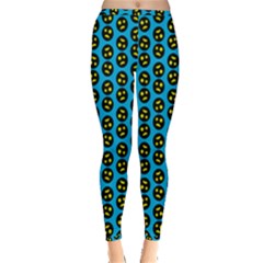 0059 Comic Head Bothered Smiley Pattern Inside Out Leggings by DinzDas