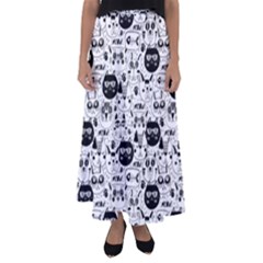 Cute Cat Faces Pattern Flared Maxi Skirt by TastefulDesigns