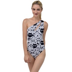 Cute Cat Faces Pattern To One Side Swimsuit by TastefulDesigns