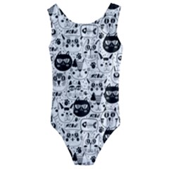 Cute Cat Faces Pattern Kids  Cut-out Back One Piece Swimsuit by TastefulDesigns