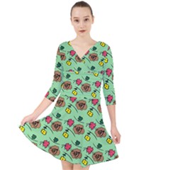 Lady Bug Fart - Nature And Insects Quarter Sleeve Front Wrap Dress by DinzDas