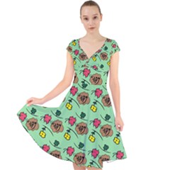 Lady Bug Fart - Nature And Insects Cap Sleeve Front Wrap Midi Dress by DinzDas