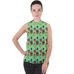 Lady Bug Fart - Nature And Insects Mock Neck Chiffon Sleeveless Top by DinzDas