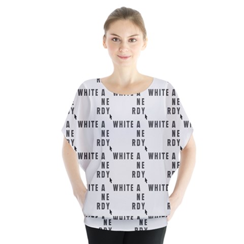 White And Nerdy - Computer Nerds And Geeks Batwing Chiffon Blouse by DinzDas
