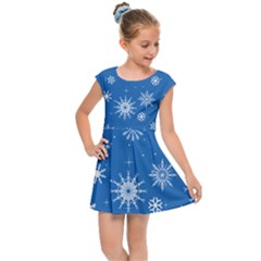 Winter Time And Snow Chaos Kids  Cap Sleeve Dress by DinzDas