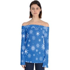 Winter Time And Snow Chaos Off Shoulder Long Sleeve Top by DinzDas