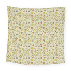 Abstract Flowers And Circle Square Tapestry (large) by DinzDas