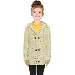Abstract Flowers And Circle Kids  Double Breasted Button Coat by DinzDas