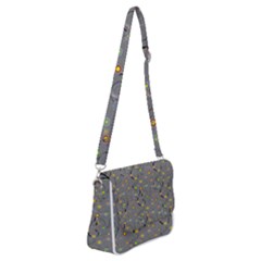 Abstract Flowers And Circle Shoulder Bag With Back Zipper by DinzDas