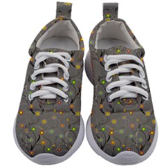 Abstract Flowers And Circle Kids Athletic Shoes by DinzDas