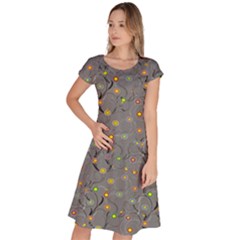 Abstract Flowers And Circle Classic Short Sleeve Dress by DinzDas