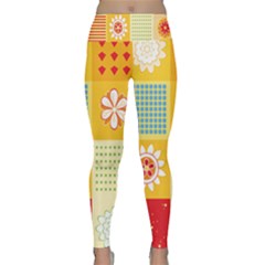 Abstract Flowers And Circle Lightweight Velour Classic Yoga Leggings by DinzDas
