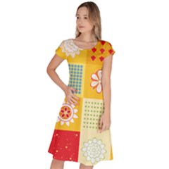 Abstract Flowers And Circle Classic Short Sleeve Dress by DinzDas