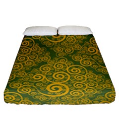 Abstract Flowers And Circle Fitted Sheet (queen Size) by DinzDas