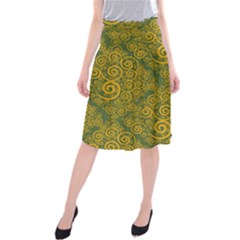 Abstract Flowers And Circle Midi Beach Skirt by DinzDas