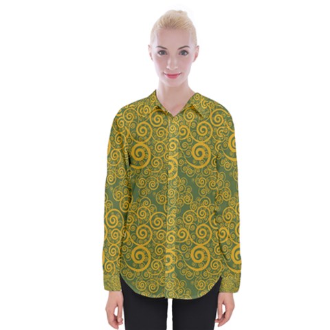 Abstract Flowers And Circle Womens Long Sleeve Shirt by DinzDas