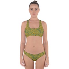Abstract Flowers And Circle Cross Back Hipster Bikini Set by DinzDas