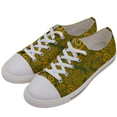 Abstract Flowers And Circle Women s Low Top Canvas Sneakers by DinzDas