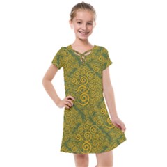 Abstract Flowers And Circle Kids  Cross Web Dress by DinzDas