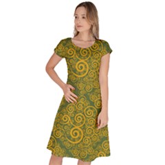 Abstract Flowers And Circle Classic Short Sleeve Dress by DinzDas