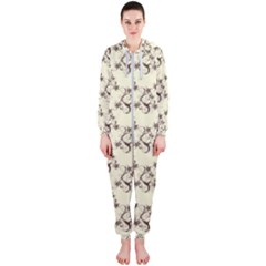 Abstract Flowers And Circle Hooded Jumpsuit (ladies)  by DinzDas